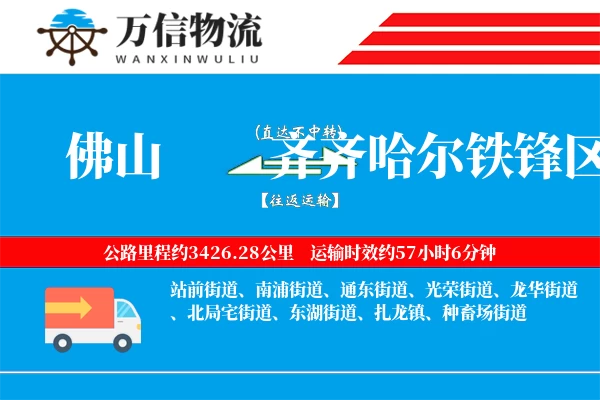 佛山到齐齐哈尔铁锋区物流公司